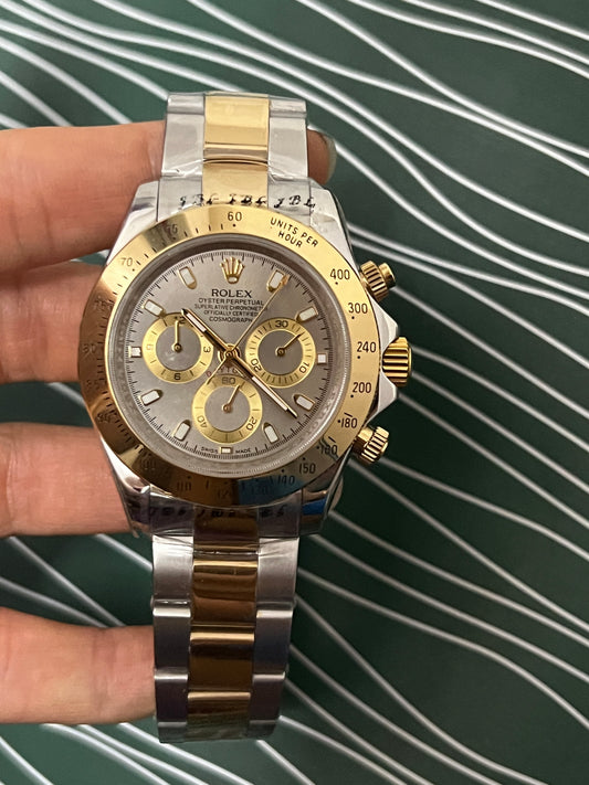 Daytona aço e ouro mostrador cinza linha P